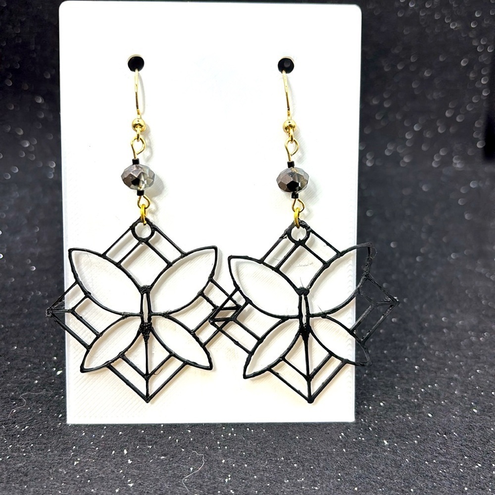 Handmade Black and Gold Dragonfly Earrings